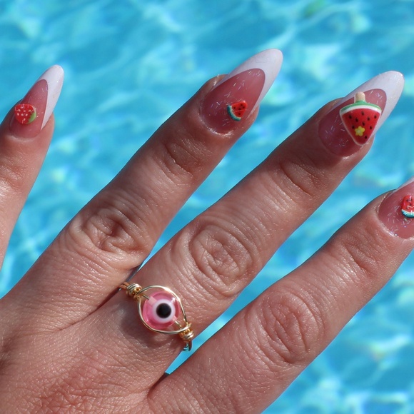COPY - Pink Evil Eye Ring | Adjustable Rings | Pink | Evil Eye - Picture 1 of 3